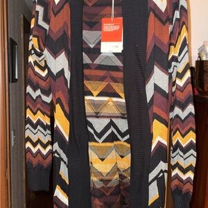 Missoni for Target Chevron Knit Open Cardigan in Mustard, Maroon & Black